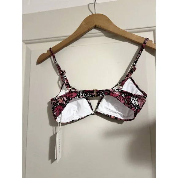 L*Space L Space $110 Helena Bikini Top Wings N Things Butterfly Black Pink White - Picture 3 of 5